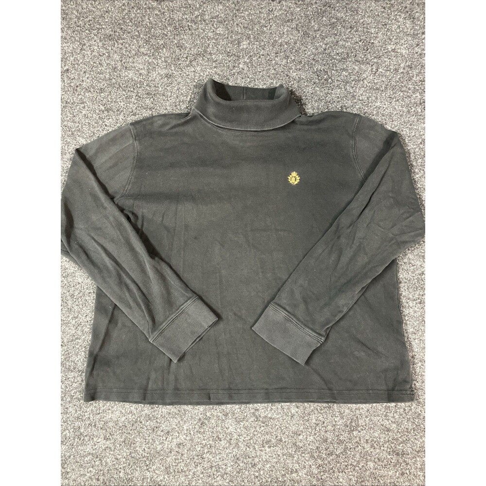 Vintage 90s Lauren Ralph Lauren Gold Crest Turtleneck Shirt Gray Black L Cotton